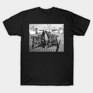 Bench seating on Cromer pier T-Shirt